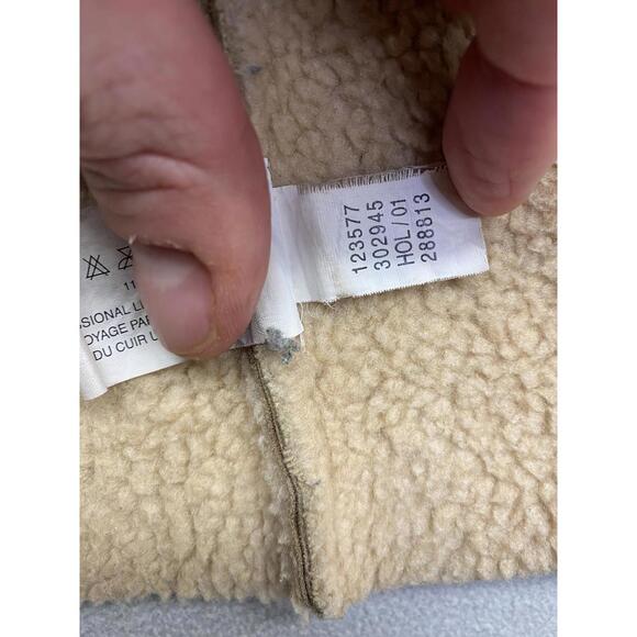 Vintage GAP Women's Brown Leather Suede Faux Shearling Zip-Up Jacket Size M - Picture 5 of 6